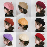 Popxstar Wool Baby Girl Hat Winter Autumn Kids Beret Hat for Girls Accessories Fashion Baby Cap Infant Stuff 1-4Y