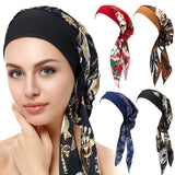 Popxstar Muslim Women Headwear Turbans Silky Head Scarf With Wide Band Printed Sleeping Hat Hijab Bonnet Hair Cover Ready To Wear