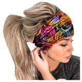 Popxstar Boho Stretch Headwrap Women Rose Flower Print Headband Elastic Head Wrap Hair Band Bandana Headband Wide Scarf Turban