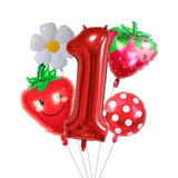 Popxstar 5Pcs Berry First Birthday Party Balloons Set 32 Inch Red Number Balloon for Sweet One Strawberry Birthday Party Decorations
