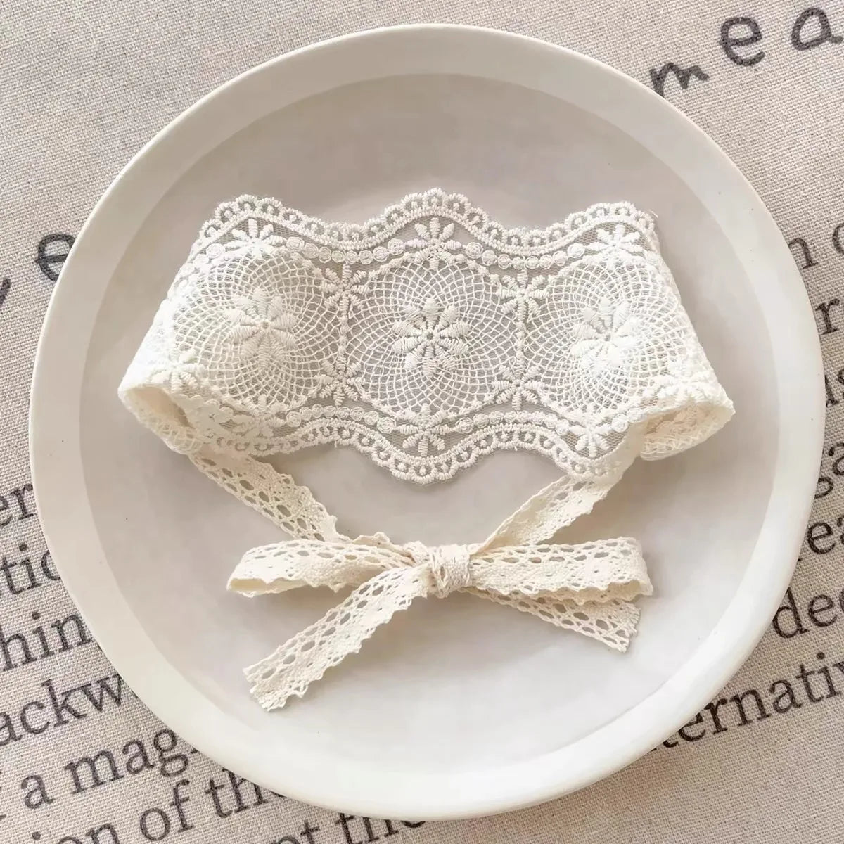 Popxstar Baby Girl Lace Headband Newborn Princess Elastic Hair Bands Retro White Flower Bow Kids Turban Hair Accessories for Girls