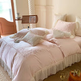 Popxstar 4Pcs Queen Size Flowers Embroidery Bedding Set Duvet Cover Bed Sheet Pillowcases