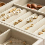 Popxstar Jewelry Storage Box Earring Ring Necklace Brooch Holder Flannelette Jewelry Display Box Necklace Classification Organizer