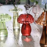 Popxstar Transparent Jelly Color Mushroom Glass Vase Aromatherapy Bottle Home Small Vase Hydroponic Flower Pot Simple Table Decoration