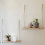 Popxstar Wooden Rope Swing Wall Hanging Plant Flower Pot Tray Mounted Floating Wall Shelves Nordic Home Decoration Moredn Simple Design