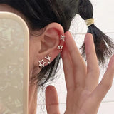 Popxstar Trend Silver Color Plated Hollow Star Hoop Earring For Women Fashion Vintage Accessories Aesthetic Jewelry Gift