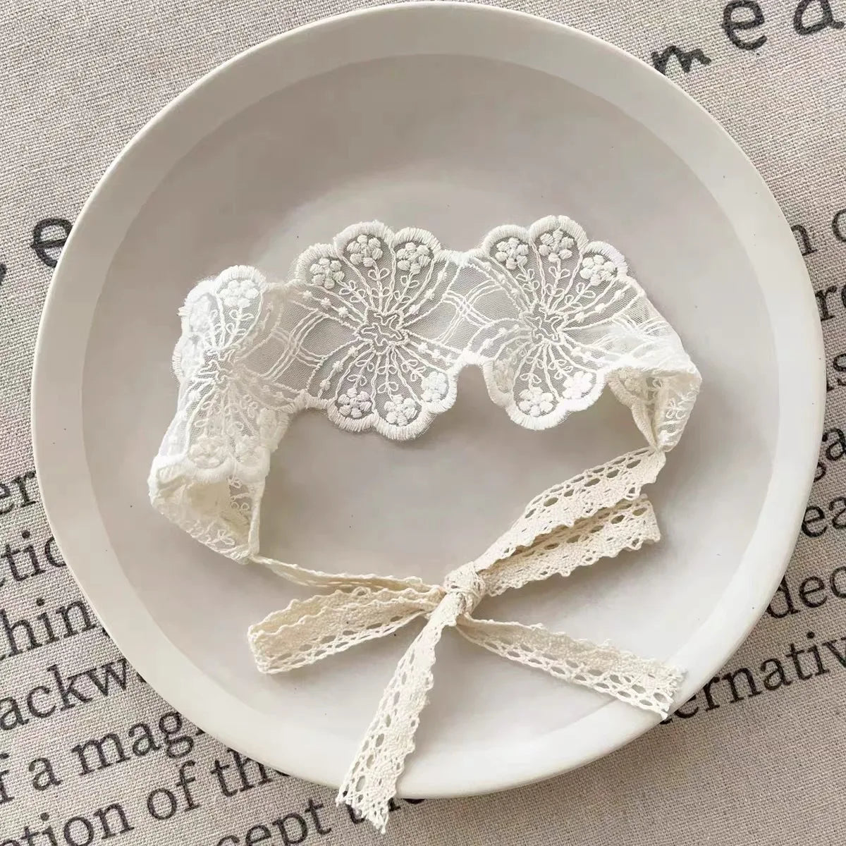 Popxstar Baby Girl Lace Headband Newborn Princess Elastic Hair Bands Retro White Flower Bow Kids Turban Hair Accessories for Girls