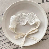 Popxstar Baby Girl Lace Headband Newborn Princess Elastic Hair Bands Retro White Flower Bow Kids Turban Hair Accessories for Girls