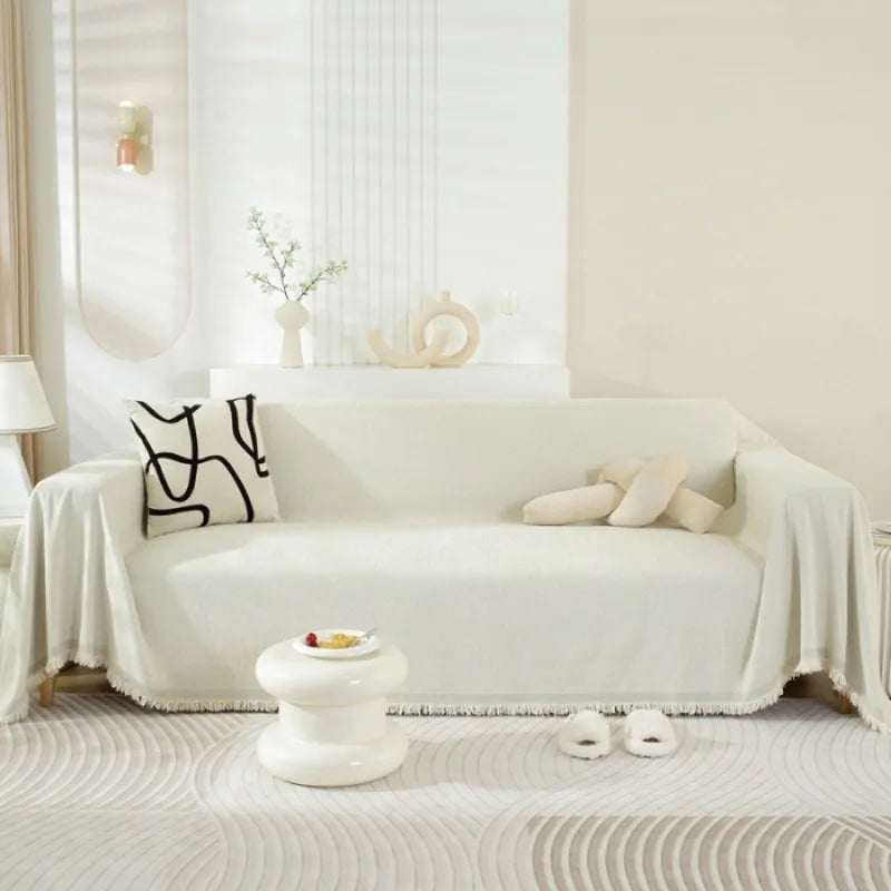 Popxstar Solid Color Waterproof Sofa Towel Chenille Four Seasons Universal Sofa Cover All-inclusive Universal Simple Sofa Blanket