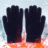 Popxstar 1Pair Winter Warm Knitted Full Finger Gloves Men Women Elastic Solid Woolen Mittens Thick Warm Outdoor Cycling Driving Gloves