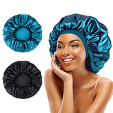 Popxstar New Women Extra Large Satin Sleep Cap Silky Bonnet Daily Cap Protect Hair Treatment Hat Curly Springy Hair Big Size Head Cover