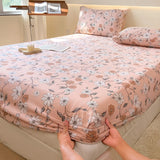 Popxstar 1PC Flower Printing Bed Sheet For Double Bed Adjustable  Elastic Band Wrap Around Mattress Cover Queen/king 매트리스커버 No Pillowcase