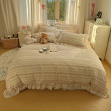 Popxstar 4Pcs Spring Vibrant Flowers 100% Cotton France Princess Style Bedding Set Single Twin Queen Duvet Cover Bed Sheet Pillowcases