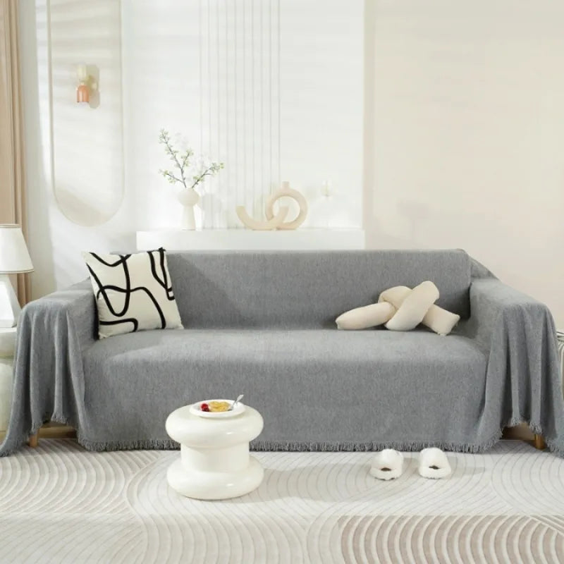 Popxstar Solid Color Waterproof Sofa Towel Chenille Four Seasons Universal Sofa Cover All-inclusive Universal Simple Sofa Blanket