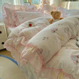 Popxstar 4Pcs Spring Vibrant Flowers 100% Cotton France Princess Style Bedding Set Single Twin Queen Duvet Cover Bed Sheet Pillowcases