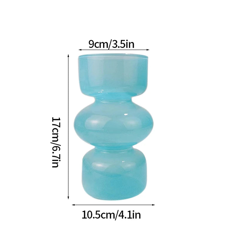 Popxstar Glass Flower Vase Creative Vase Decorative Hydroponic Flower Container Nordic Style Flower Vases Desktop Flower Bottle Decor