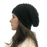 Popxstar Unisex Fashion Womens Mens Knit Wool Baggy Beanie Hat Winter Warm Oversized Outdoor Ski Cap Hip Hop Striped Bonnet
