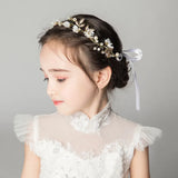 Popxstar Sweet Flower Headband With Ribbon Wreath Wedding Party Ladies Girls Garlands Floral Crown Hairband Hair Accessories for Women