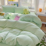 Popxstar Solid Bed Linen Cotton Bedding Set 4pcs with Sheet Duvet Cover Pillowcases Single Couple Bedsheet Single Couple Twin Size