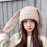 Popxstar Winter Thicken Lambhair ski mask beanie hat for women adventure time Balaclava Spicy Girl Style Hat 3D Rabbit Ear Girlfriend hat