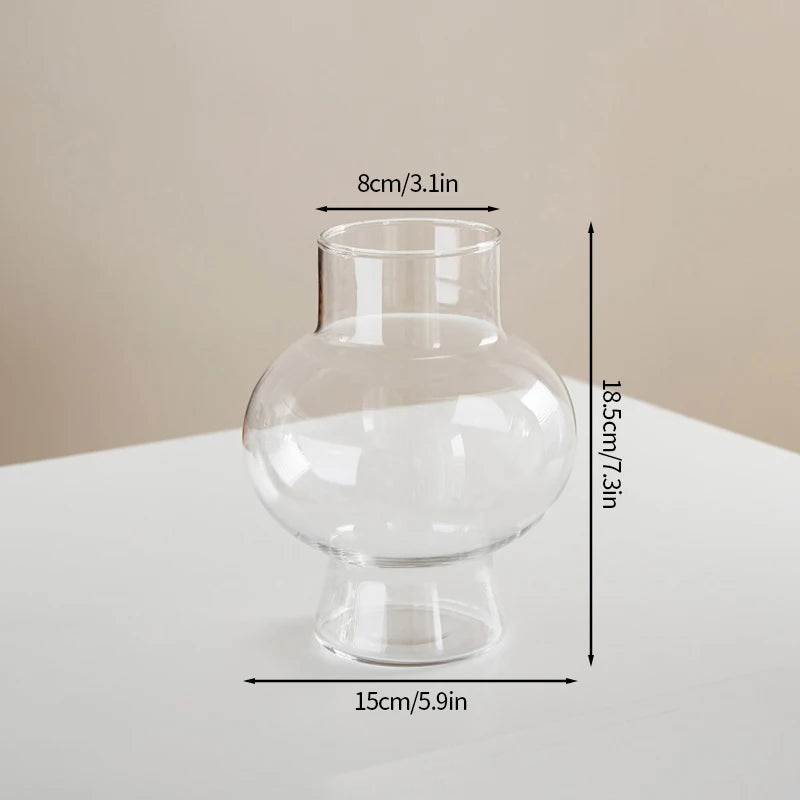 Popxstar Glass Flower Vase Creative Vase Decorative Hydroponic Flower Container Nordic Style Flower Vases Desktop Flower Bottle Decor