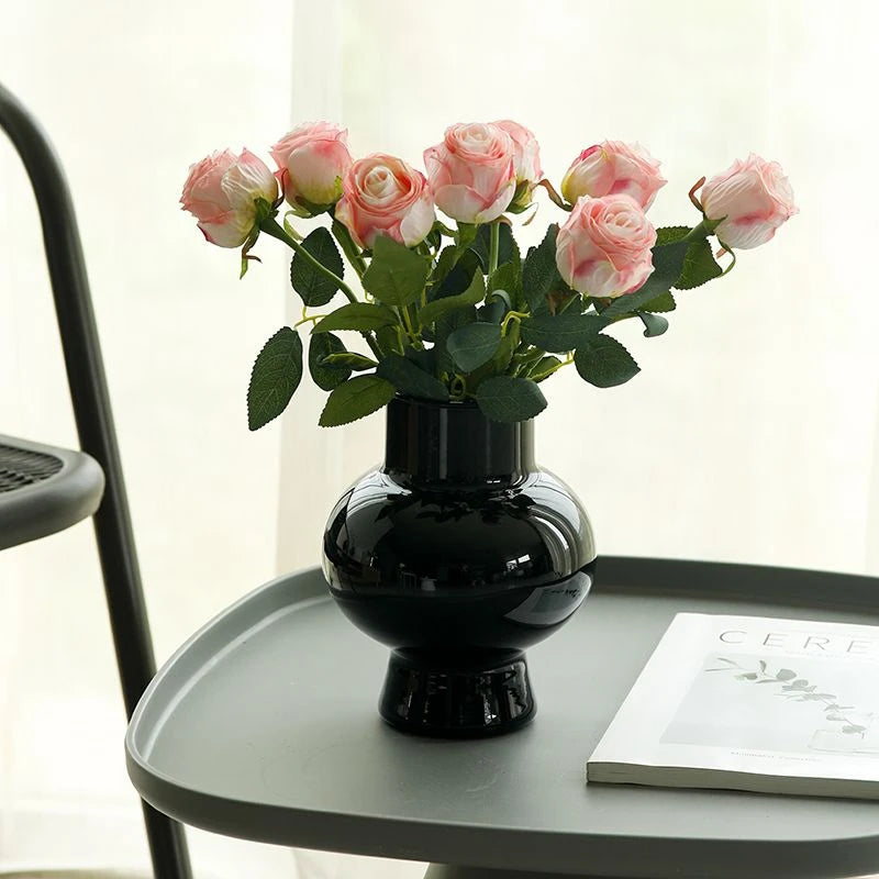 Popxstar Glass Flower Vase Creative Vase Decorative Hydroponic Flower Container Nordic Style Flower Vases Desktop Flower Bottle Decor