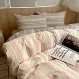Popxstar Nordic sling Cotton Pink Stripes Duvet Cover 150x200 Size Girl's Room housse Skin friendly Breathable Comforter Sets