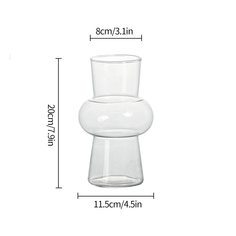 Popxstar Glass Flower Vase Creative Vase Decorative Hydroponic Flower Container Nordic Style Flower Vases Desktop Flower Bottle Decor