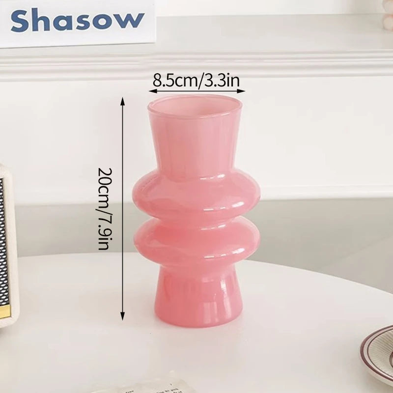 Popxstar Glass Flower Vase Creative Vase Decorative Hydroponic Flower Container Nordic Style Flower Vases Desktop Flower Bottle Decor