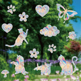 Popxstar Rainbow Suncatcher Window Stickers PVC Cat Butterfly Prism Glass Wall Sticker Home Kids Bedroom Decoration Self Adhesive Decal