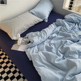 Popxstar Bedding Set Home Bedroom Decor Washed Cotton Bed Sheets Set Double Duvet Cover Set Duvet Cover Flat Sheet Quilt Cover Pillowcase