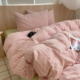 Popxstar Nordic sling Cotton Pink Stripes Duvet Cover 150x200 Size Girl's Room housse Skin friendly Breathable Comforter Sets