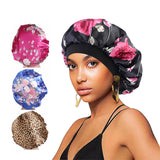 Popxstar New Satin Hair Caps for Sleeping Women Bath Wide-brimmed Headwear Cover Hat Curly Hair Styling Accessories Hair Cap for Sleeping