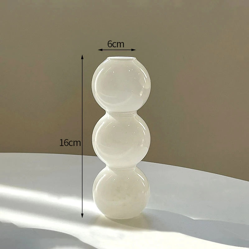 Popxstar Glass Flower Vase Creative Vase Decorative Hydroponic Flower Container Nordic Style Flower Vases Desktop Flower Bottle Decor