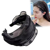 Popxstar Trendy Mesh Wave Point Wide Brimmed Headband for Female Temperament Fabric Anti-skid Hairband Hair Hoop Hair Accessories