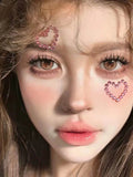 Popxstar 3D Face Jewelry Crystal Diamond Tattoo Stickers DIY Women Eyes Face Body Pink Heart Pearl Rhinestones 3D Makeup Art Stage