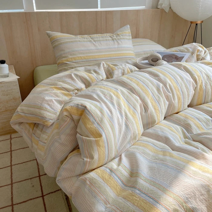 Popxstar Nordic sling Cotton Pink Stripes Duvet Cover 150x200 Size Girl's Room housse Skin friendly Breathable Comforter Sets