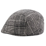 Popxstar Men's Cotton Plaid Berets Caps Middle-Aged Autumn Winter Hats Boina Herringbone Newsboy Baker Boy Hat Women Tweed Flat Cap