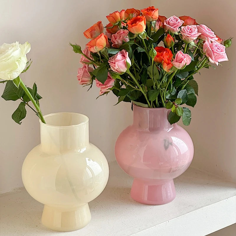 Popxstar Glass Flower Vase Creative Vase Decorative Hydroponic Flower Container Nordic Style Flower Vases Desktop Flower Bottle Decor