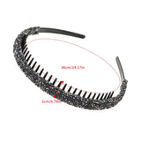 Popxstar Non-slip Rhinestone Hair Hoops Bands Women Toothed Elastic Headbands For Women Shiny Luxury Hair Hoops Bezel Accessories