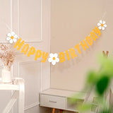 Popxstar Little Daisy birthday flag Baby's first birthday party decoration props felt party layout pink banner