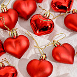 Popxstar 12Pcs/1Set Red Love Heart Pendants Ornament Valentine Day Decoration Anniversary Wedding Party Romantic Gifts Decor Supplies