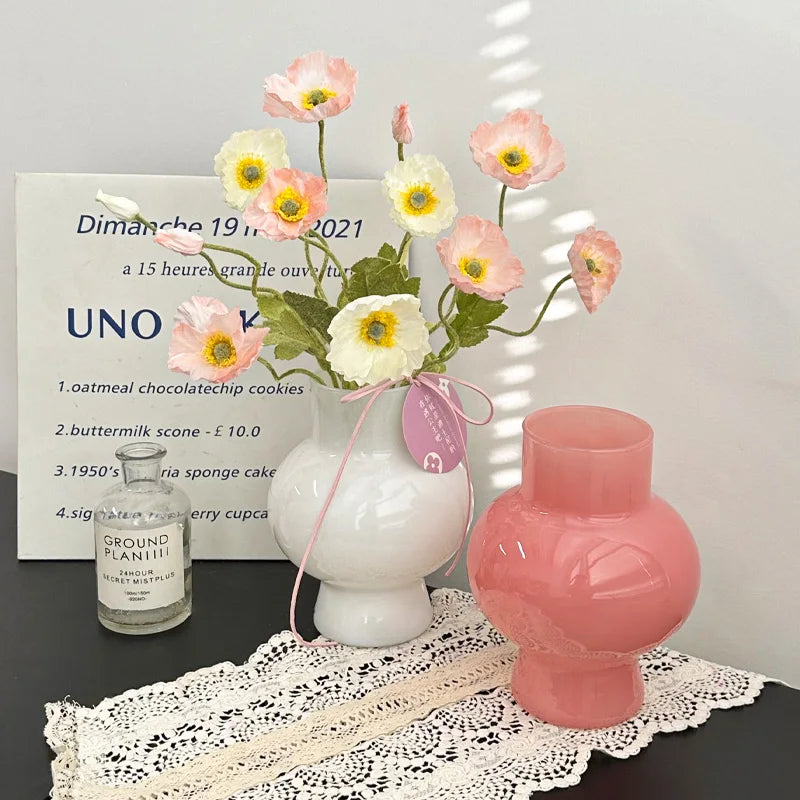 Popxstar Glass Flower Vase Creative Vase Decorative Hydroponic Flower Container Nordic Style Flower Vases Desktop Flower Bottle Decor