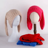 Popxstar Winter Thicken Lambhair ski mask beanie hat for women adventure time Balaclava Spicy Girl Style Hat 3D Rabbit Ear Girlfriend hat