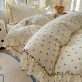 Popxstar 4Pcs Spring Vibrant Flowers 100% Cotton France Princess Style Bedding Set Single Twin Queen Duvet Cover Bed Sheet Pillowcases