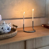 Popxstar Creative U-shaped Twin Candlestick Nordic Bauhaus Style Stainless Steel Tube Decoration Designer Home Decor Candal Holder Gifts