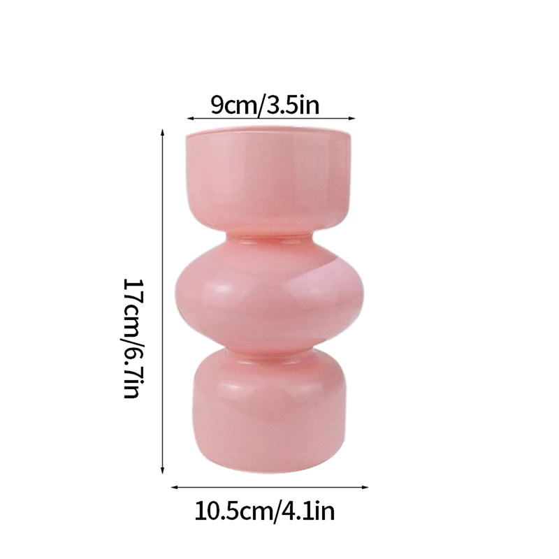 Popxstar Glass Flower Vase Creative Vase Decorative Hydroponic Flower Container Nordic Style Flower Vases Desktop Flower Bottle Decor