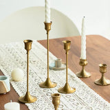 Popxstar 3pc Candlestick Holders Kit Brass Gold Candlestick Set Wedding Table Decorative Candlestick Stand for Party Dinning