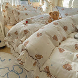 Popxstar 4Pcs Spring Vibrant Flowers 100% Cotton France Princess Style Bedding Set Single Twin Queen Duvet Cover Bed Sheet Pillowcases
