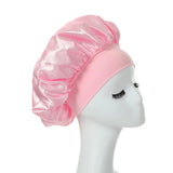 Popxstar Women Sleeping Caps Bathroom Satin Solid Color Stretch Bonnets Hair Hat for Daily Use and Beauty